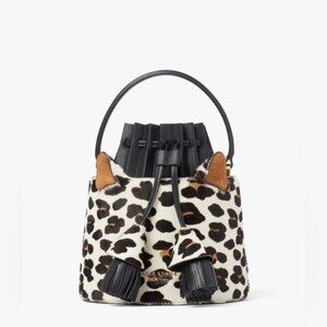 Kate Spade Buttercup Leopard Haircalf Small Bucket Bag Crossbody